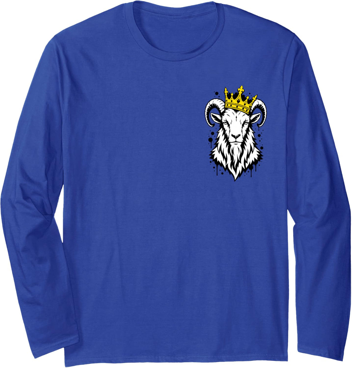 Goat King Crown Funny Goat of Crowned Lover Long Sleeve T-Shirt - Adult Unisex Royal Blue