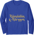 Ramadan Kareem Cool Islamic Fasting Outfit for Men & Women Long Sleeve T-Shirt - Adult Unisex Royal Blue