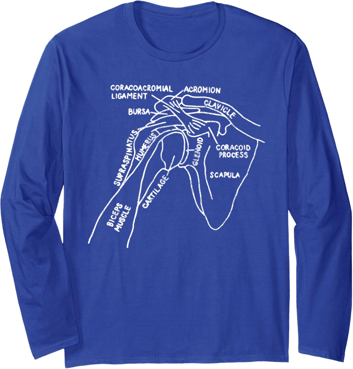 Shoulder Anatomy Shoulder Physical Therapist Occupational T Long Sleeve T-Shirt - Adult Unisex Royal Blue