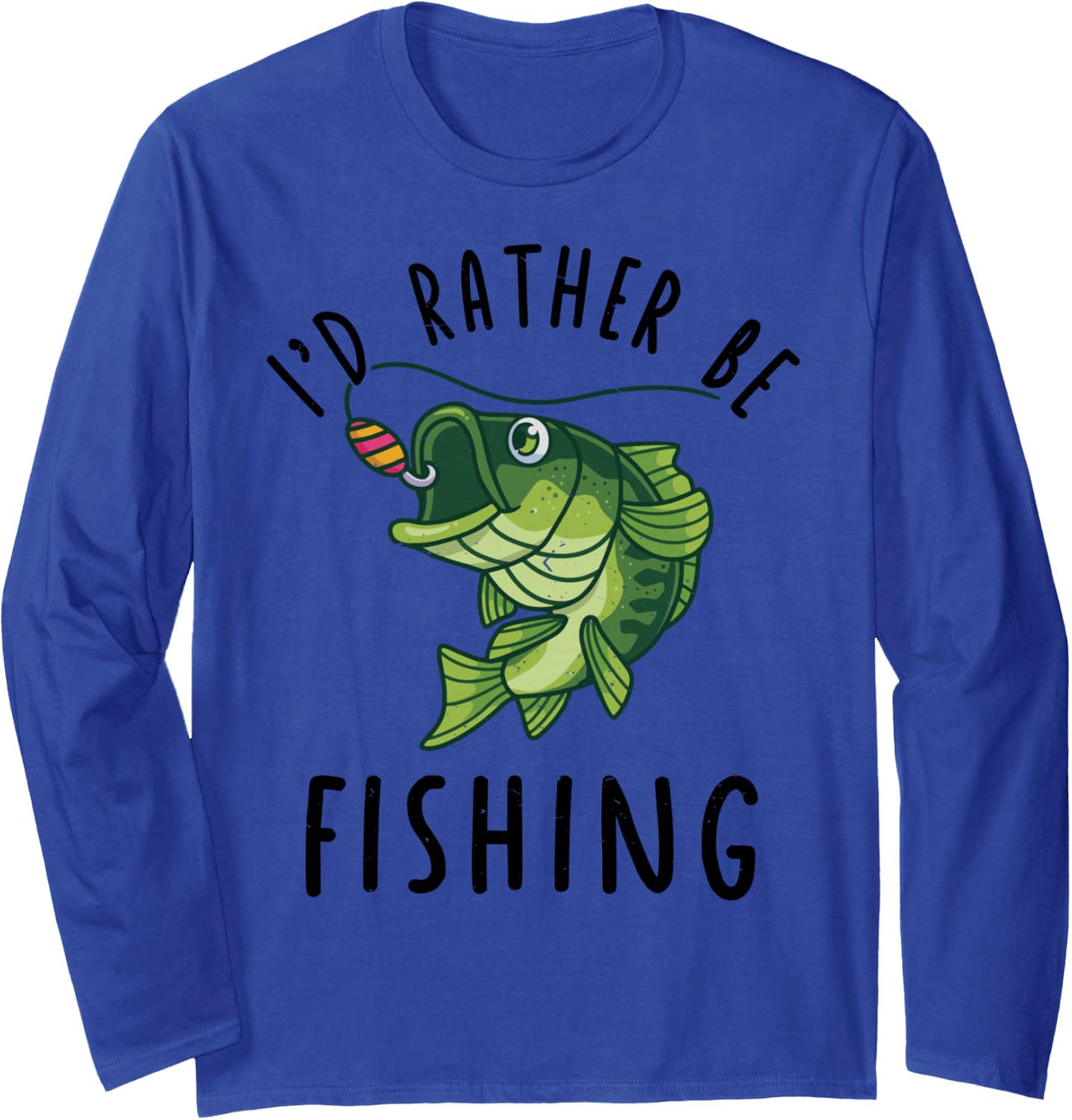 Youth Id Rather Be Bass Fishing-Shirt Kids Boy Funny Toddler Long Sleeve T-Shirt - Adult Unisex Royal Blue