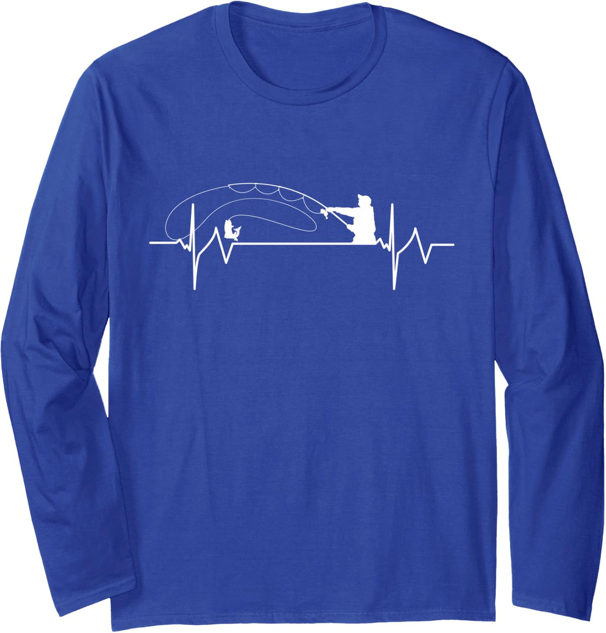 Fly Fishing Heartbeat Long Sleeve T-Shirt - Adult Unisex Royal Blue