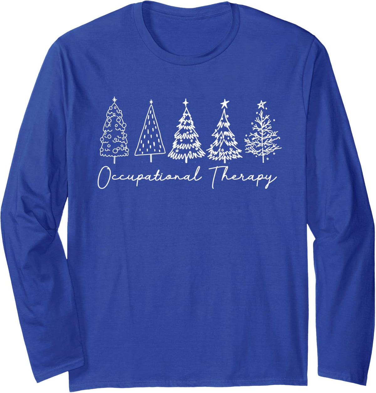 Occupational Therapy Christmas Tree Graduation Therapist Long Sleeve T-Shirt - Adult Unisex Royal Blue