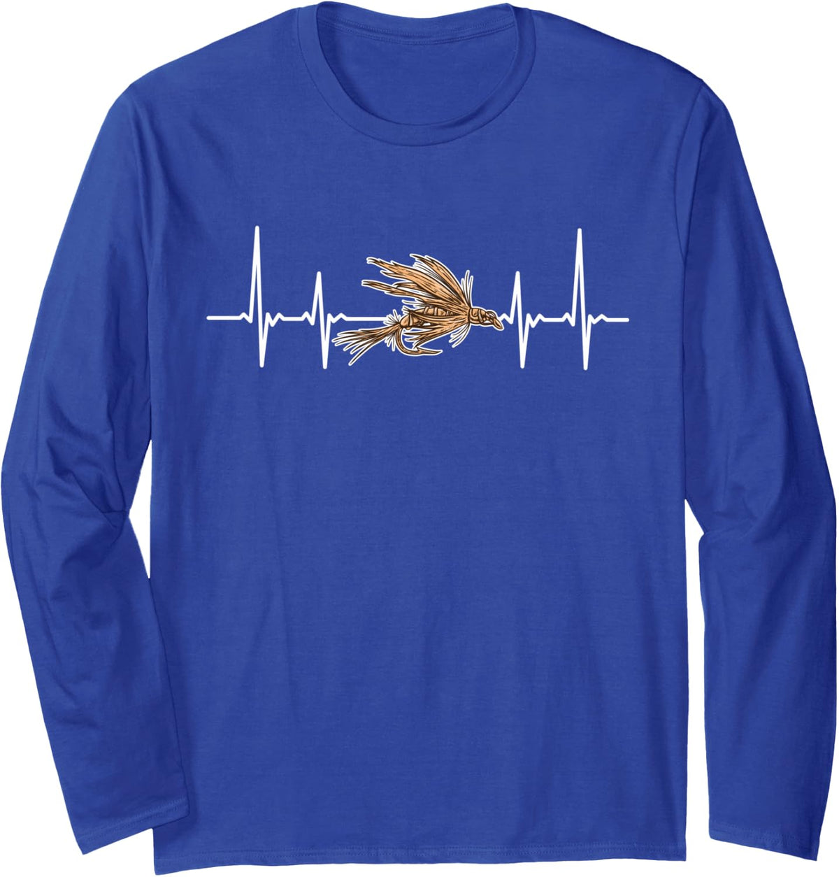 Heartbeat Fly Fishing Long Sleeve T-Shirt - Adult Unisex Royal Blue