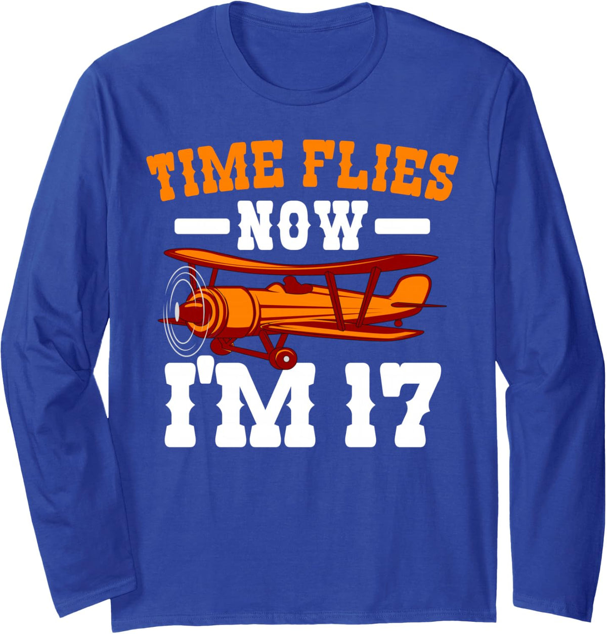 Pilot 17th Birthday Party Aviator Airplane Flight Mechanic Long Sleeve T-Shirt - Adult Unisex Royal Blue