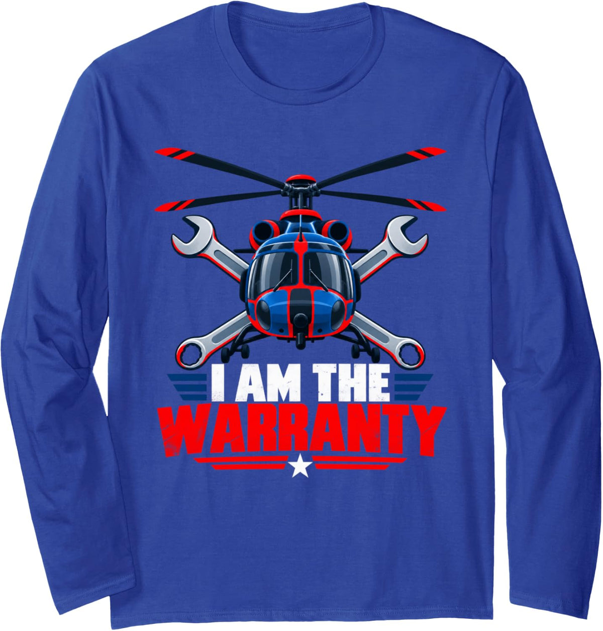 Helicopter Mechanic Funny Helicopter Engineer Humor Long Sleeve T-Shirt - Adult Unisex Royal Blue