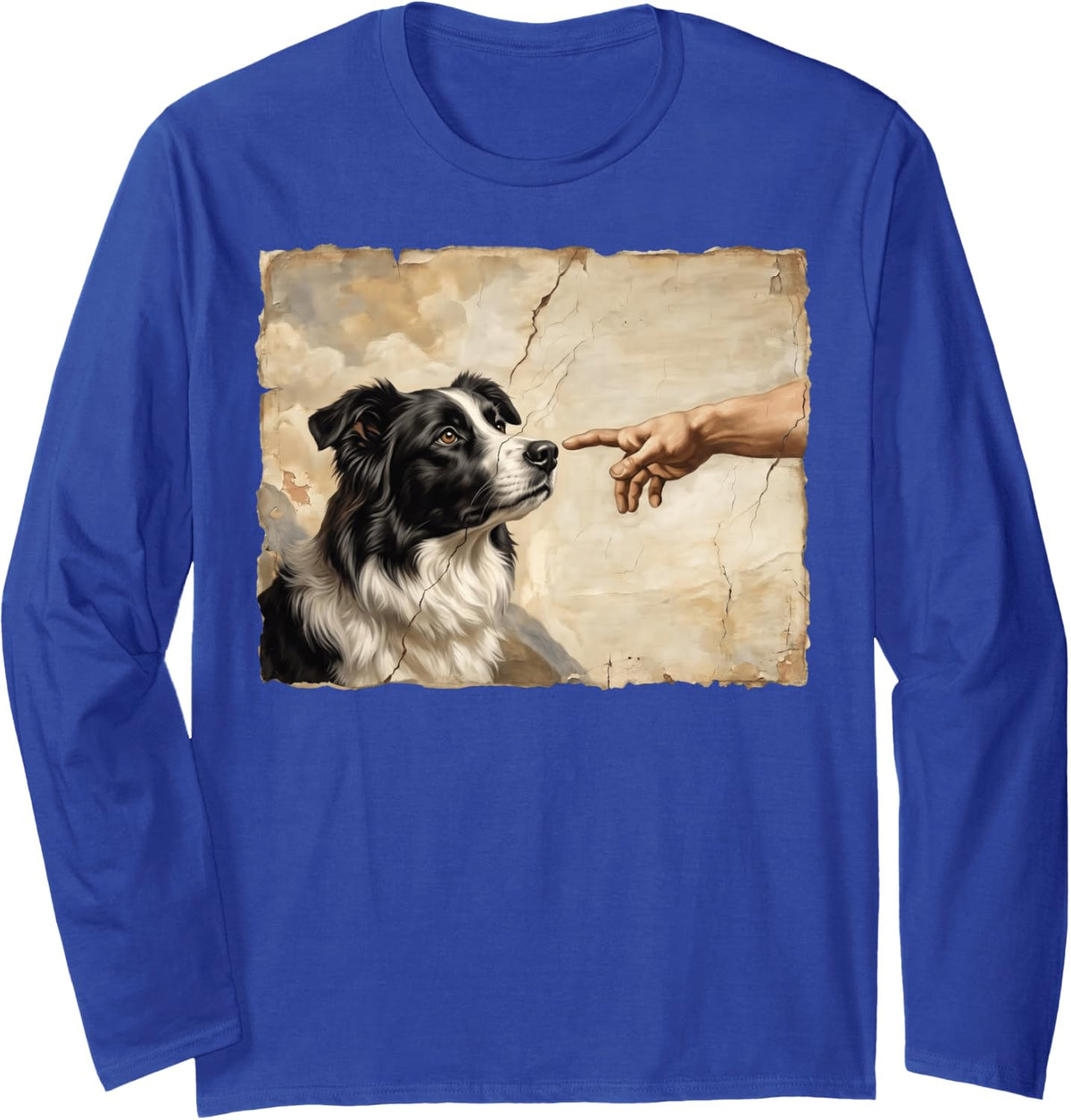 Border Collie The Creation Long Sleeve T-Shirt - Adult Unisex Royal Blue