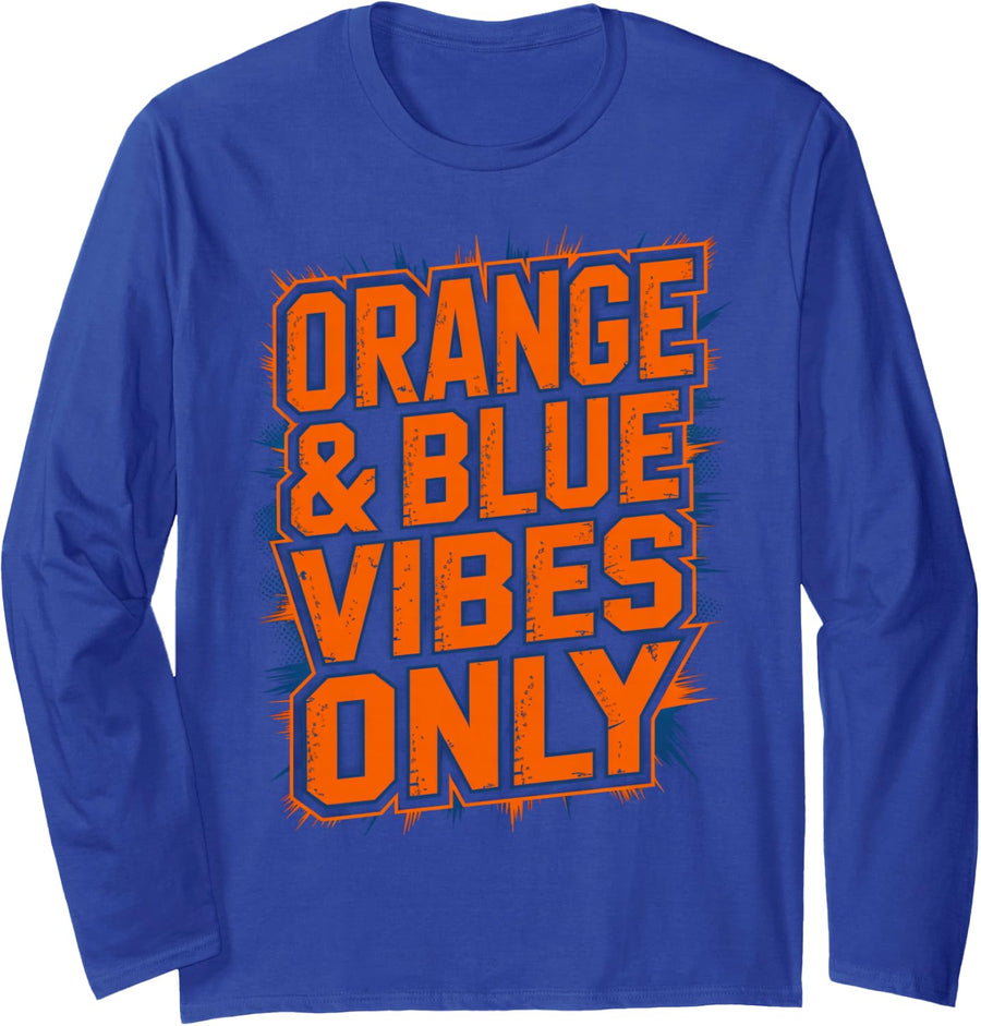 Vintage Orange Blue Vibes ONLY High School Field Day Cheer Long Sleeve T-Shirt - Adult Unisex Royal Blue