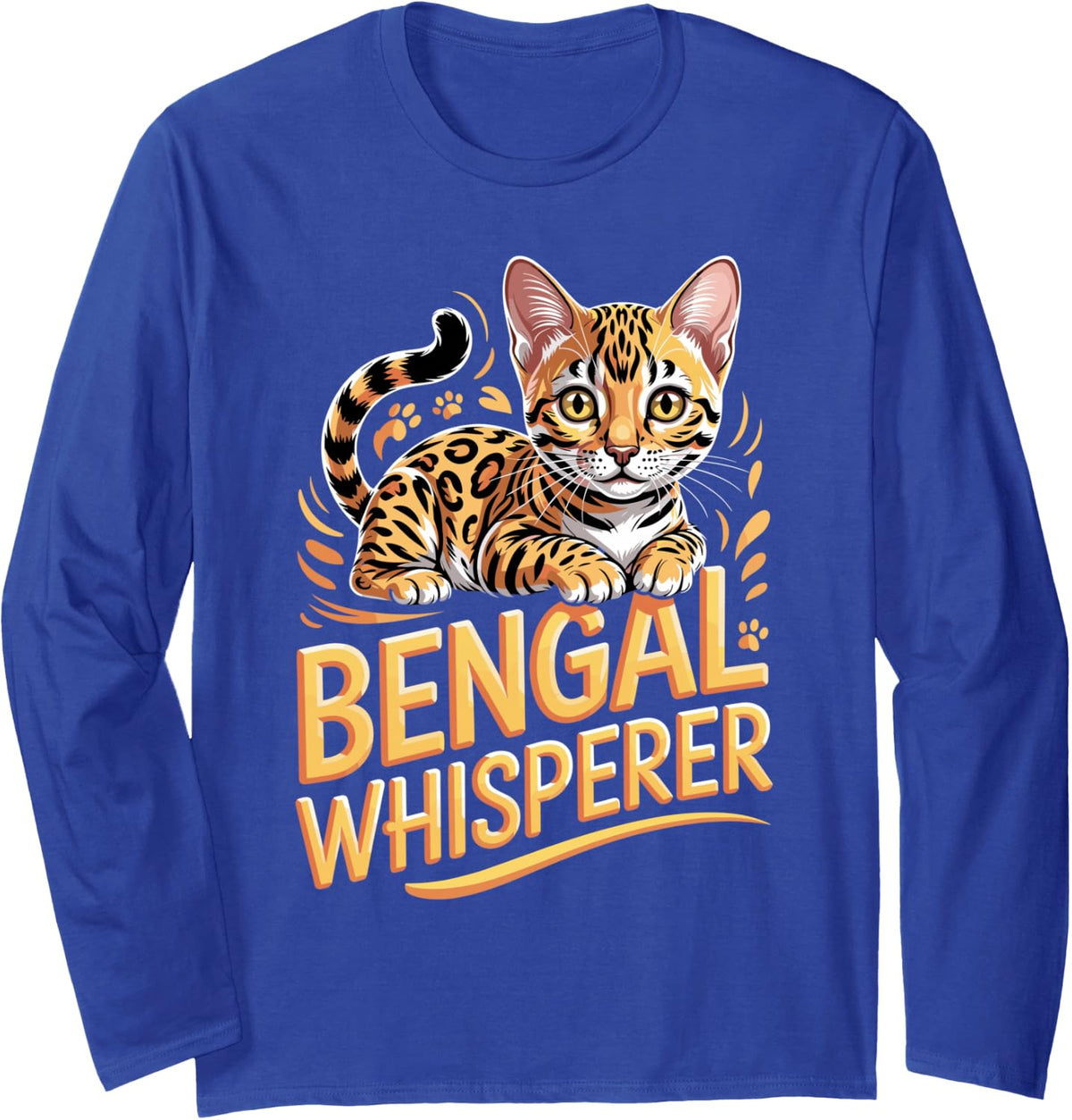 Bengal Whisperer Bengal Cat Exotic Cat Lover Long Sleeve T-Shirt - Adult Unisex Royal Blue