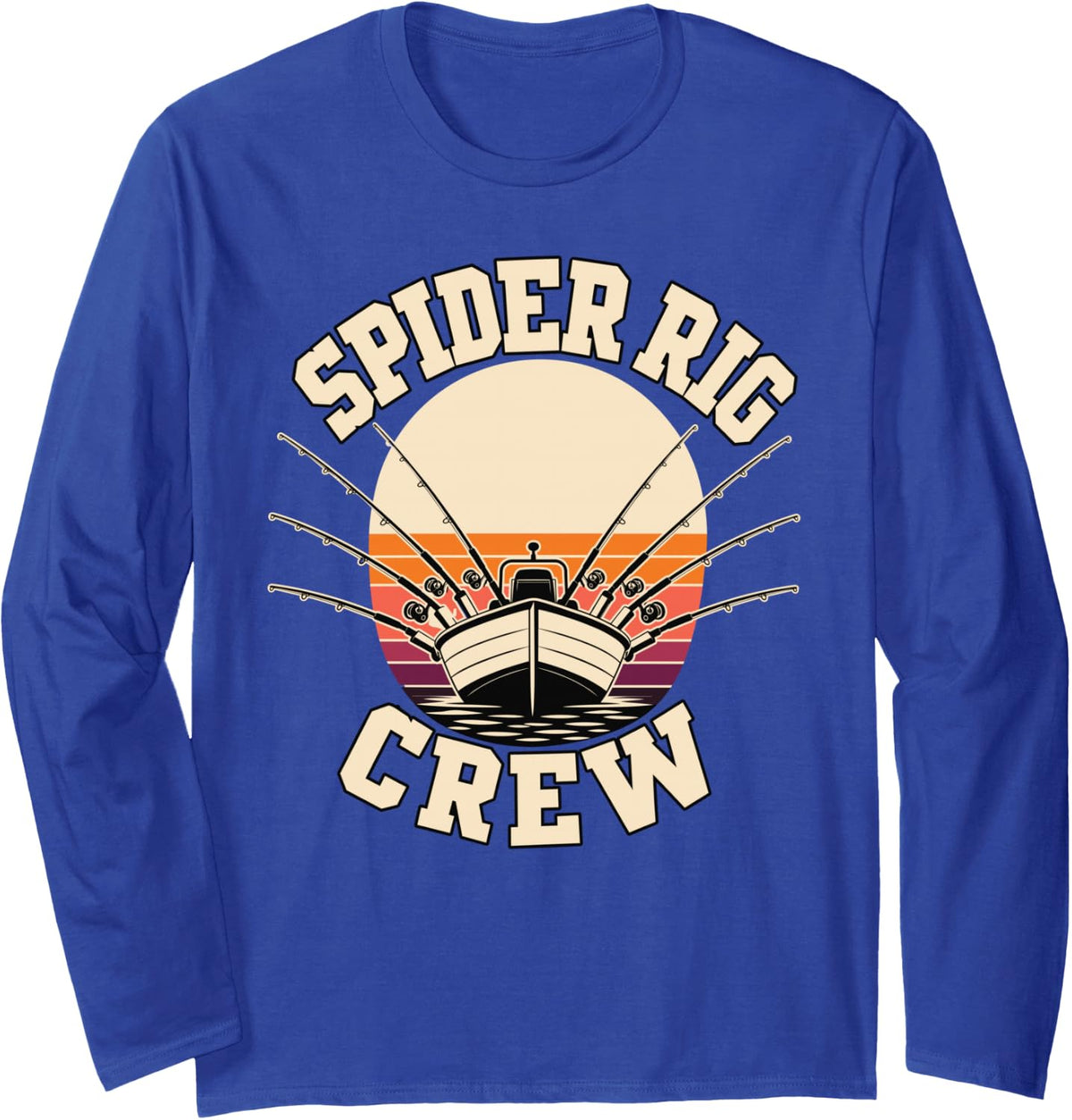 Spider Rig Crew Crappie Fishing Boat Long Sleeve T-Shirt - Adult Unisex Royal Blue