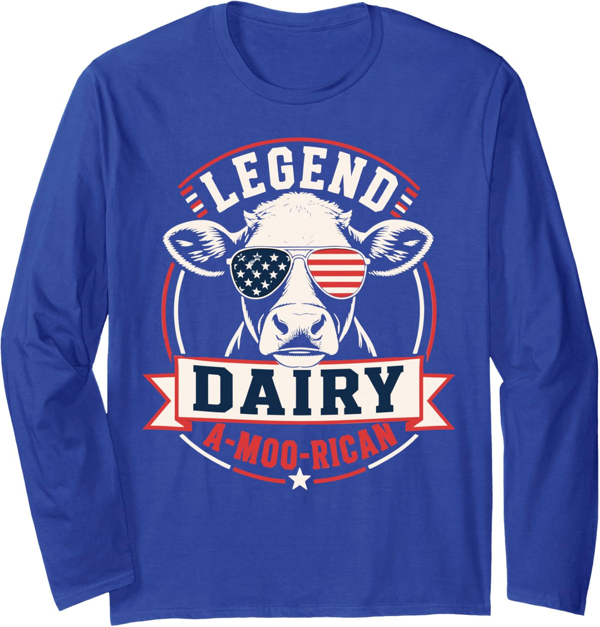 Dairy Farmer Cow USA Farming Agriculture Long Sleeve T-Shirt - Adult Unisex Royal Blue