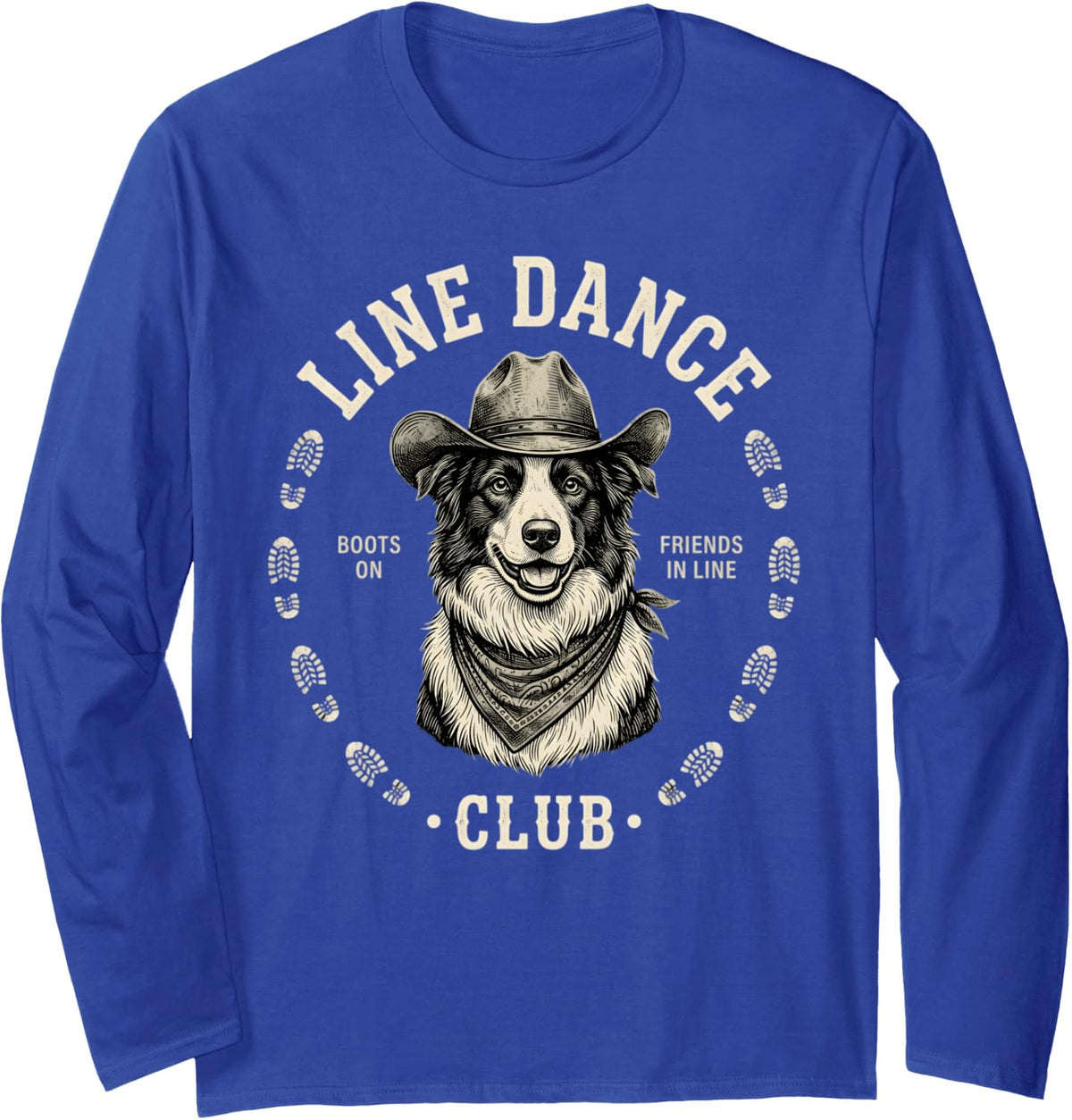 Line Dance Border Collie Line Dancing Line Dancer Long Sleeve T-Shirt - Adult Unisex Royal Blue