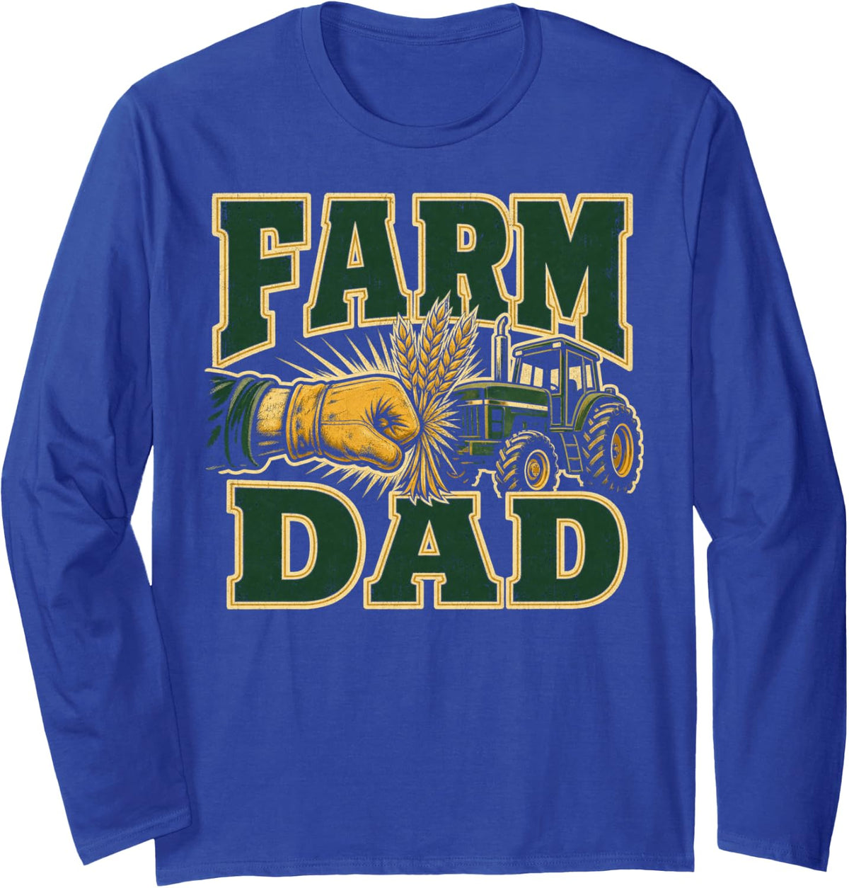 Farm Dad Tractor Father Farming Long Sleeve T-Shirt - Adult Unisex Royal Blue