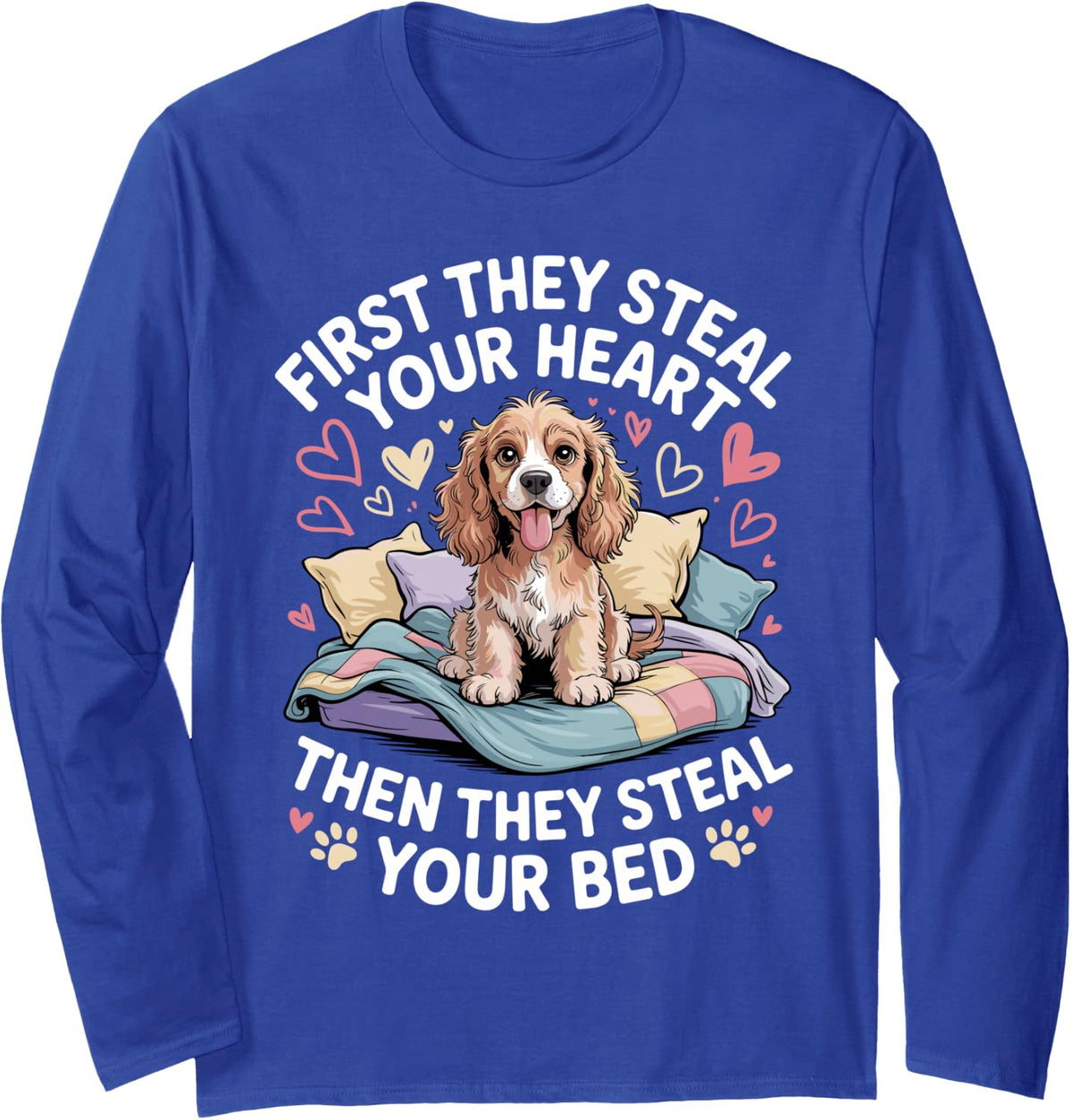 Funny Cocker Spaniel Design for Men Women Cocker Spaniel Long Sleeve T-Shirt - Adult Unisex Royal Blue