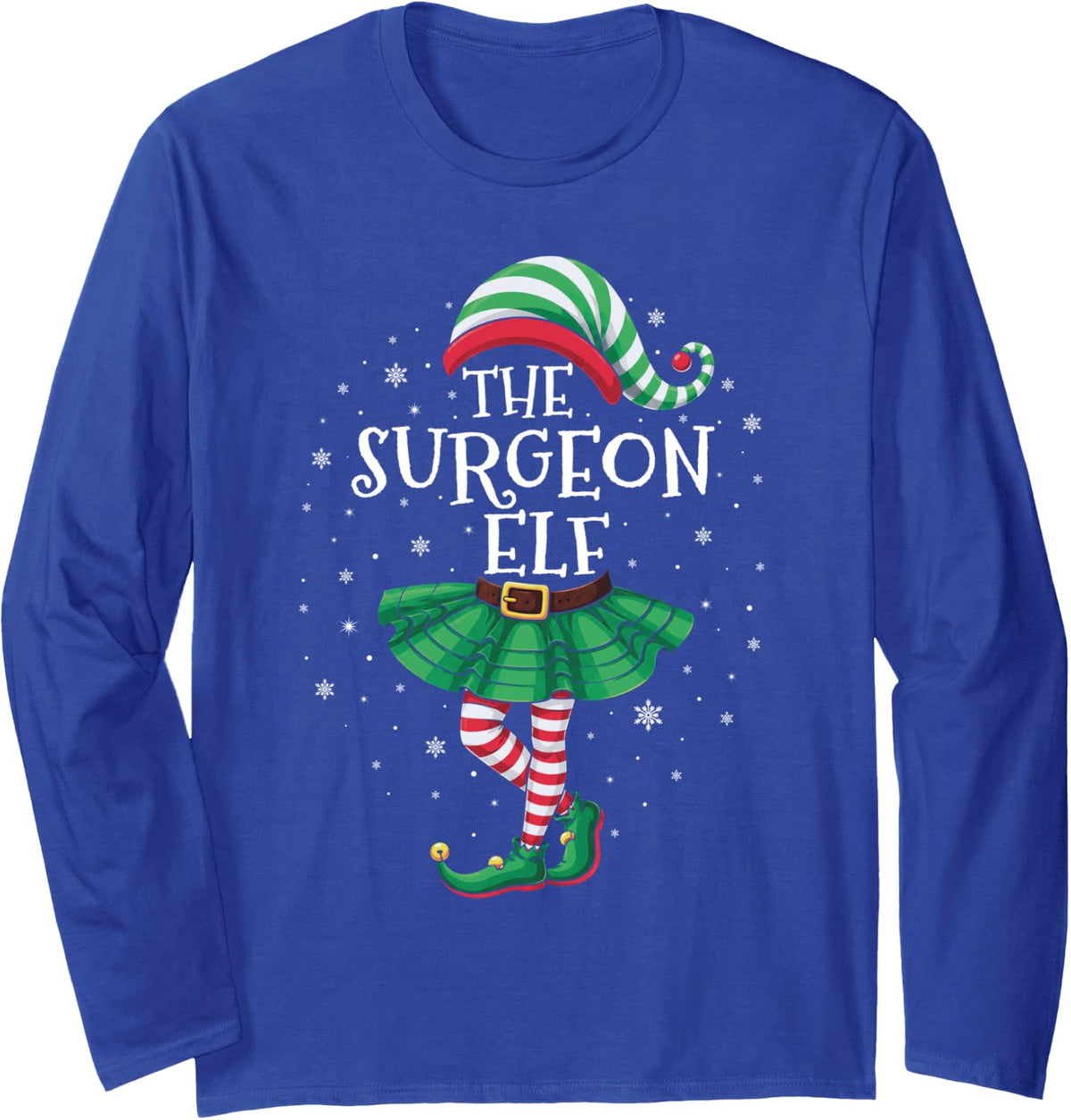 Family Matching Men Women Funny The Surgeon Elf Christmas Long Sleeve T-Shirt - Adult Unisex Royal Blue
