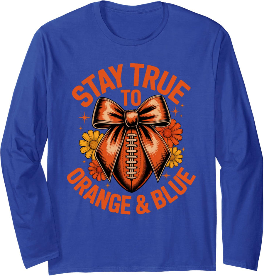 Bruh Stay True Orange Blue Girl High School Tournament Long Sleeve T-Shirt - Adult Unisex Royal Blue