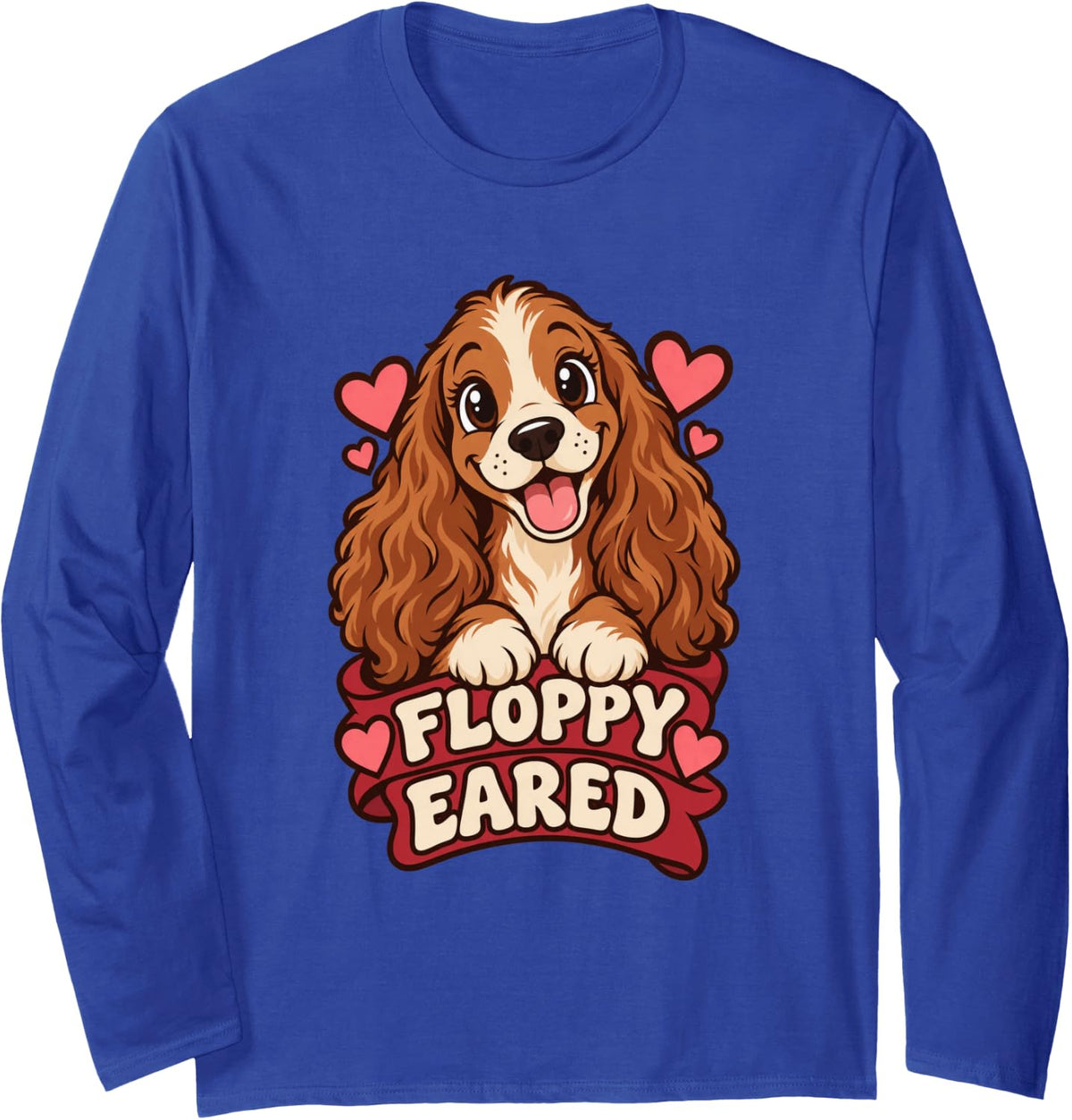 Cocker Spaniel Mama Cute Floppy Ears Hearts Puppy Long Sleeve T-Shirt - Adult Unisex Royal Blue