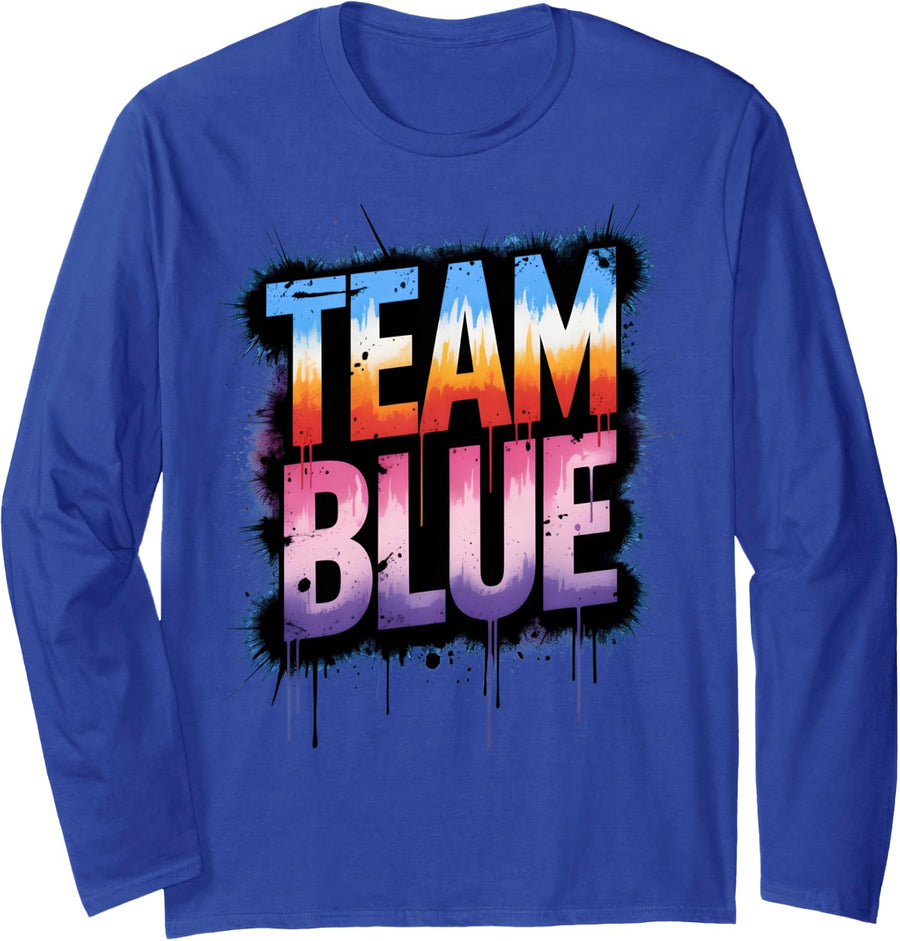 Vintage Team Blue High School Tournament Spirit Sports Color Long Sleeve T-Shirt - Adult Unisex Royal Blue