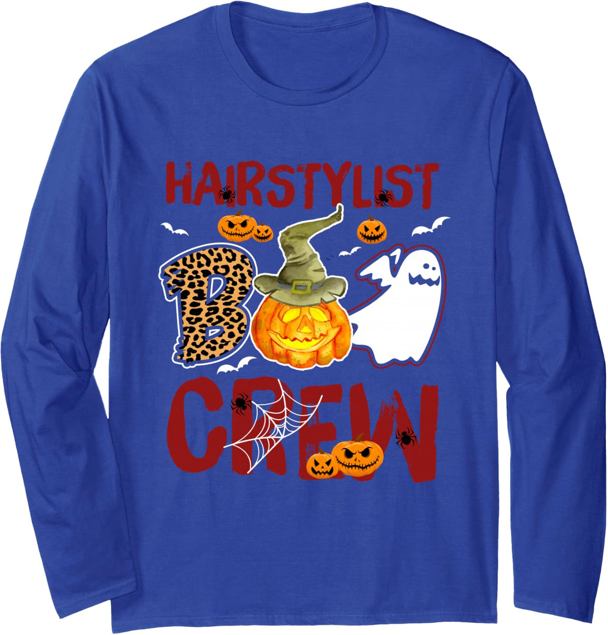 Hairstylist Boo Crew Halloween Hair Stylist Match Long Sleeve T-Shirt - Adult Unisex Royal Blue