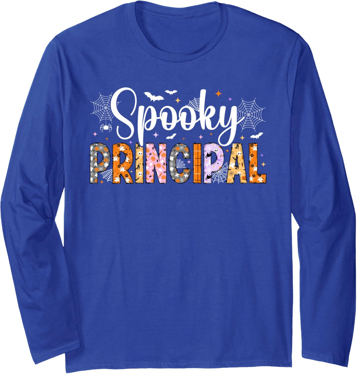 Spooky Principal Halloween School Principal Long Sleeve T-Shirt - Adult Unisex Royal Blue