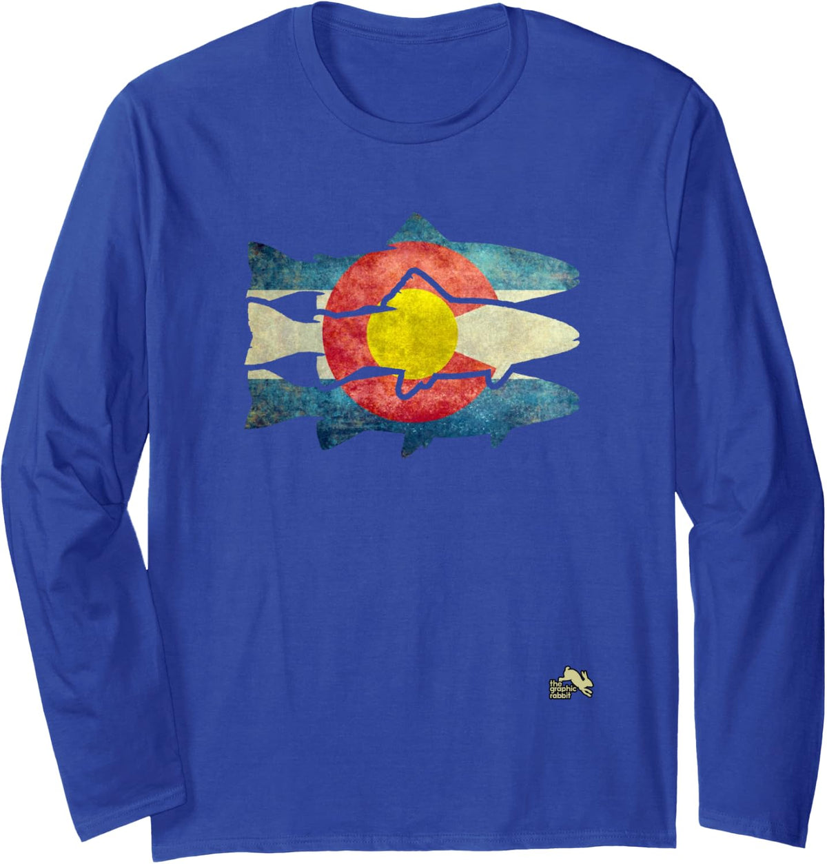 Fly Fishing Trout Long Sleeve T-Shirt - Adult Unisex Royal Blue
