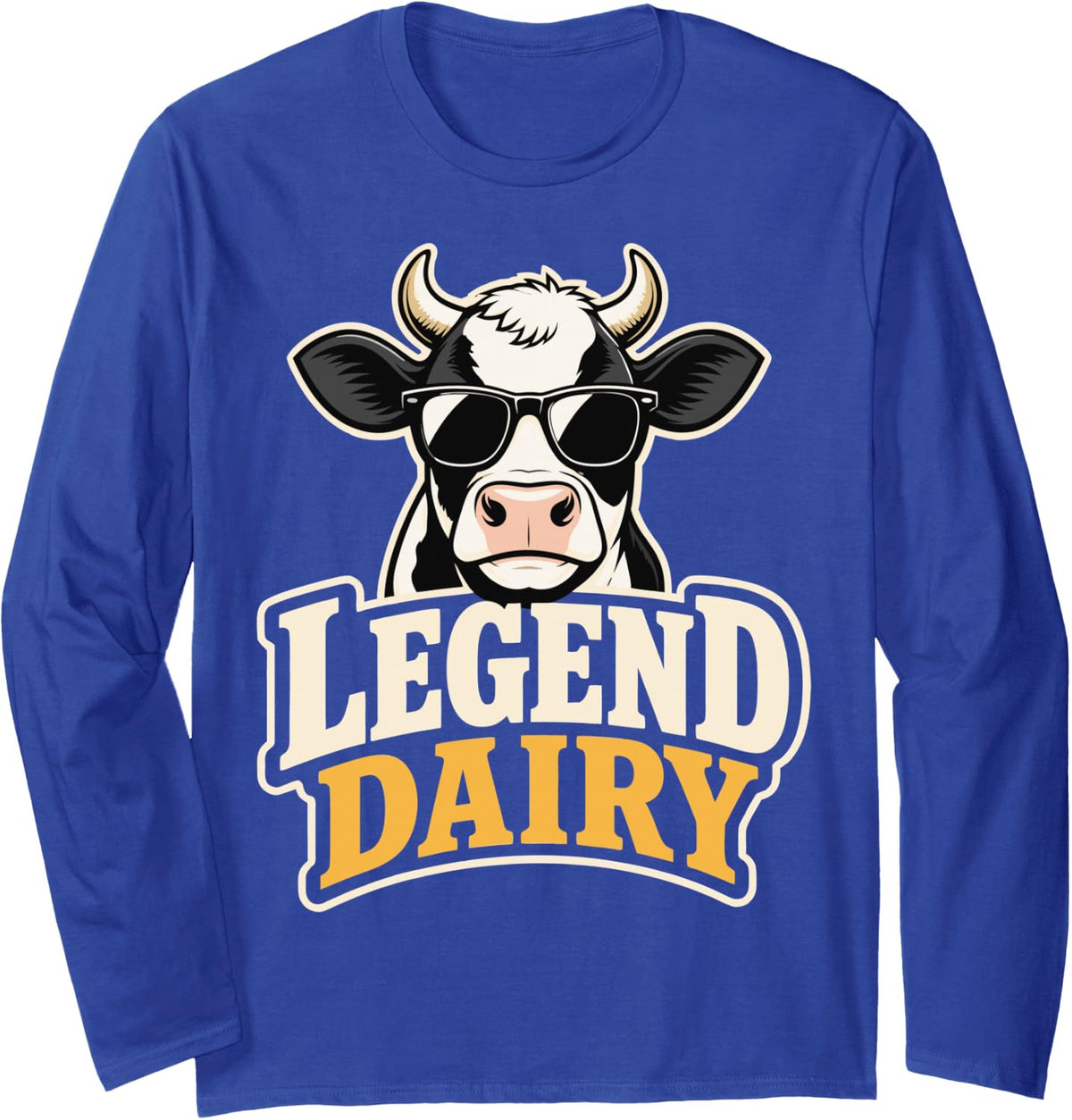Vintage Dairy Farmer Cow Farming Agriculture Long Sleeve T-Shirt - Adult Unisex Royal Blue