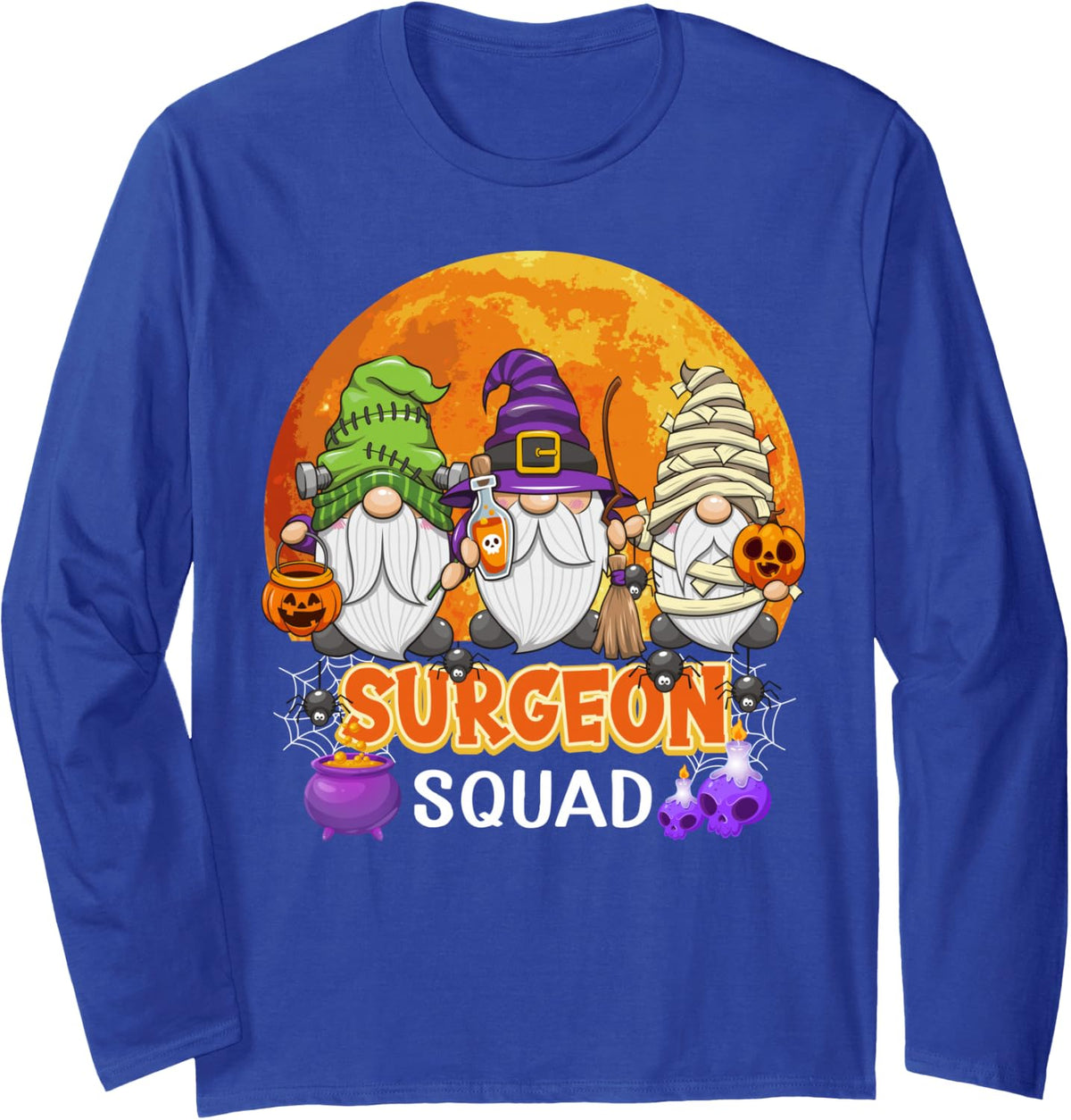 Surgeon Squad Halloween Physician Gnome Matching Long Sleeve T-Shirt - Adult Unisex Royal Blue