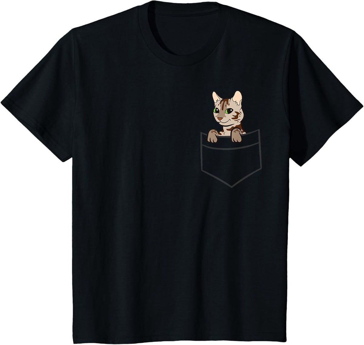 Bengal Cat In a Pocket Snow Bengal Cat T-Shirt - Black