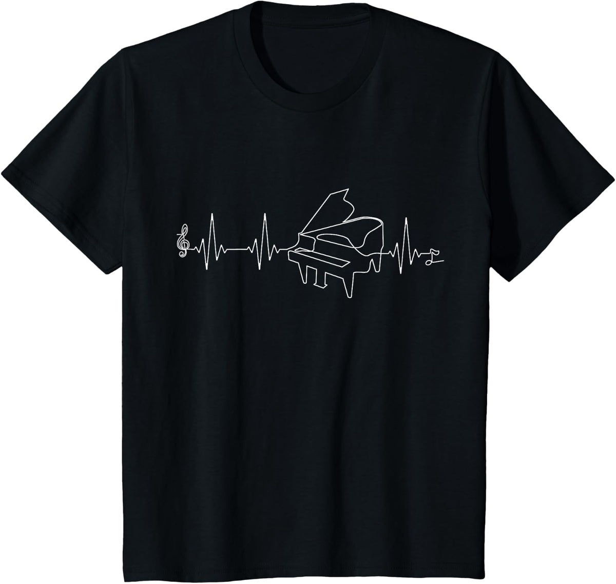 Grand Piano Player Heartbeat Single Line For Pianist T-Shirt Tees For Men Women - Black