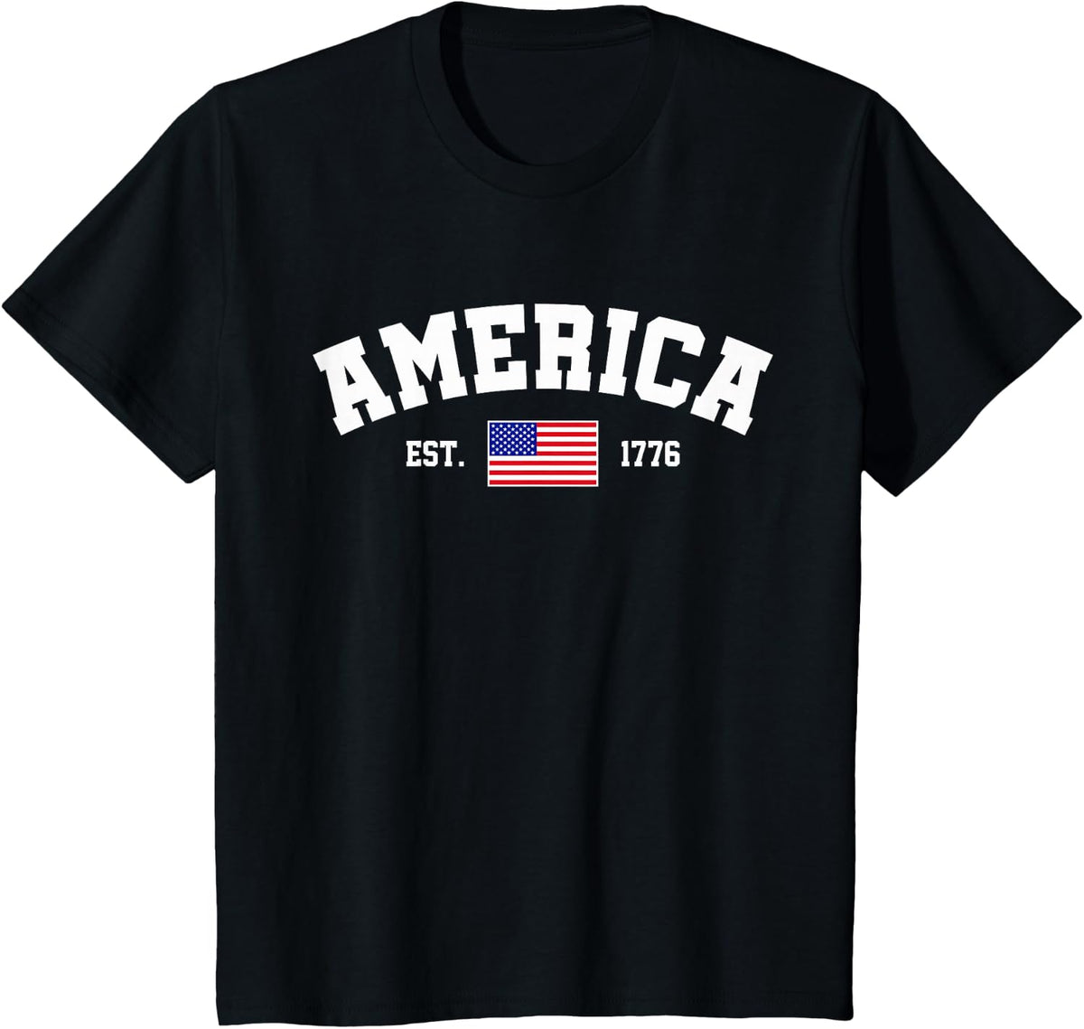 Est 1776 Patriotic US American Flag 4th of July America T-Shirt - Black