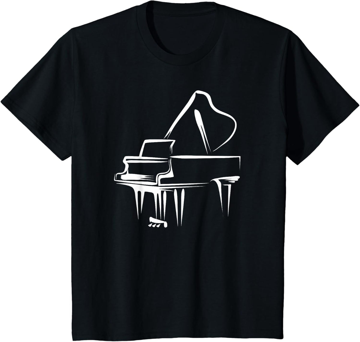 Piano Drawing Line Art Piano Piano Piano Music Pianist Art T-Shirt - Black
