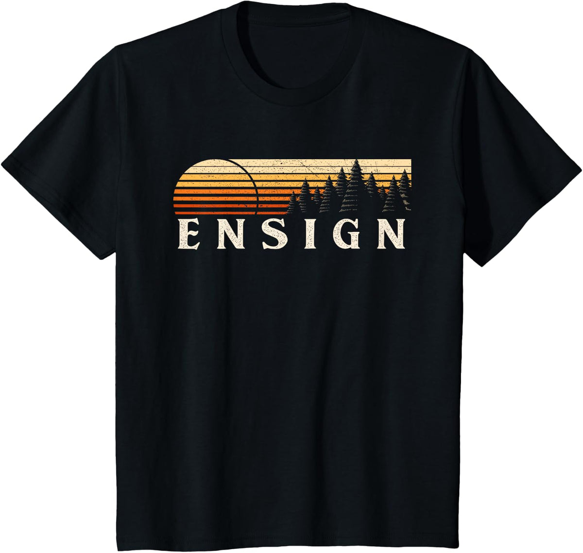 Ensign, TX Vintage Evergreen Sunset Eighties Retro T-Shirt - Black