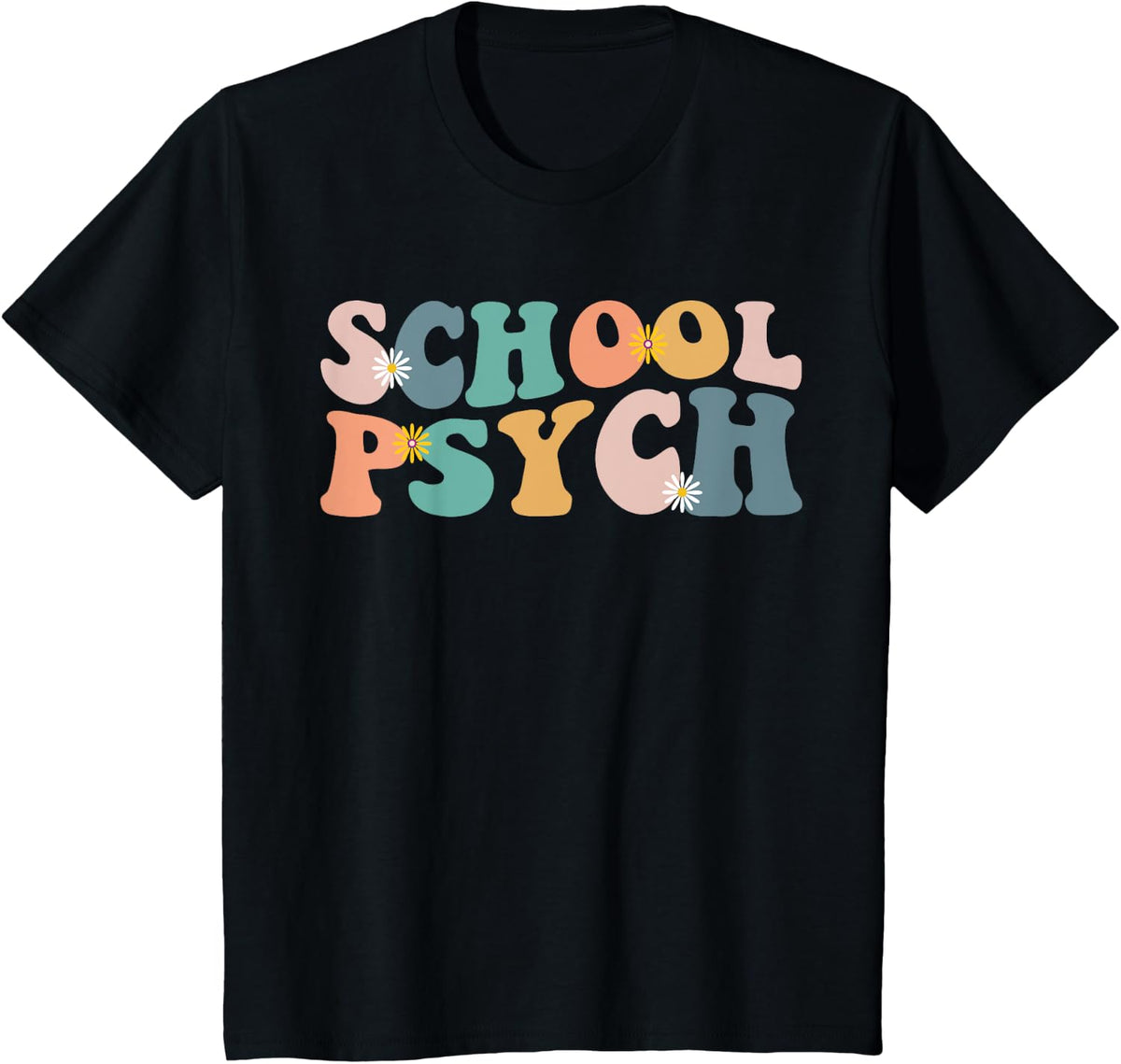 School Psychologist Groovy Retro Psychology Teacher Psych Men Women Kids T-Shirt - Black