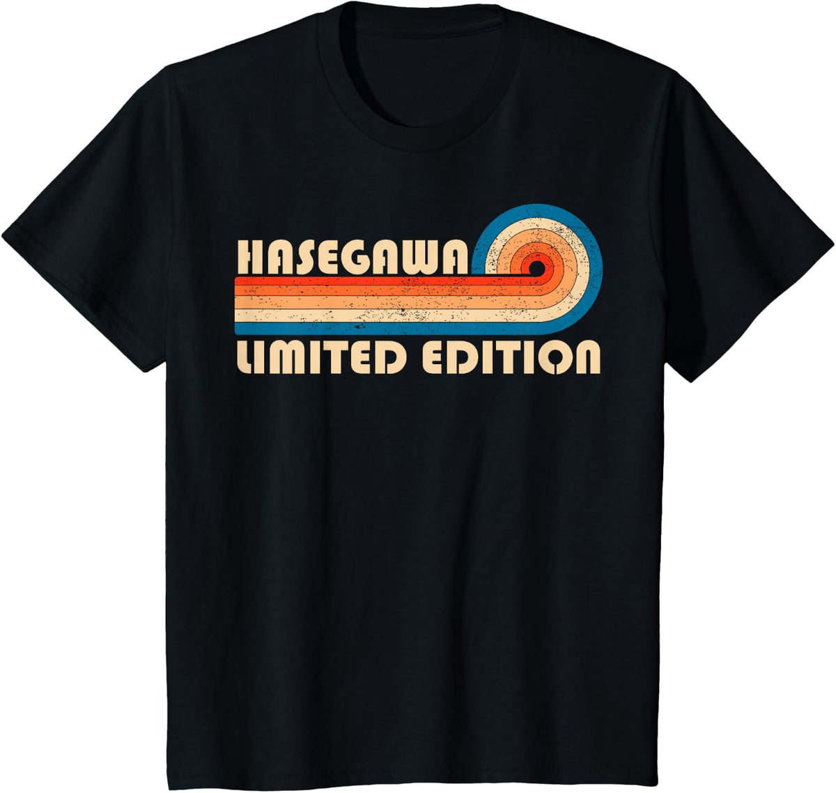 HASEGAWA Retro 70s 80s Sunset Stripe T-Shirt - Black