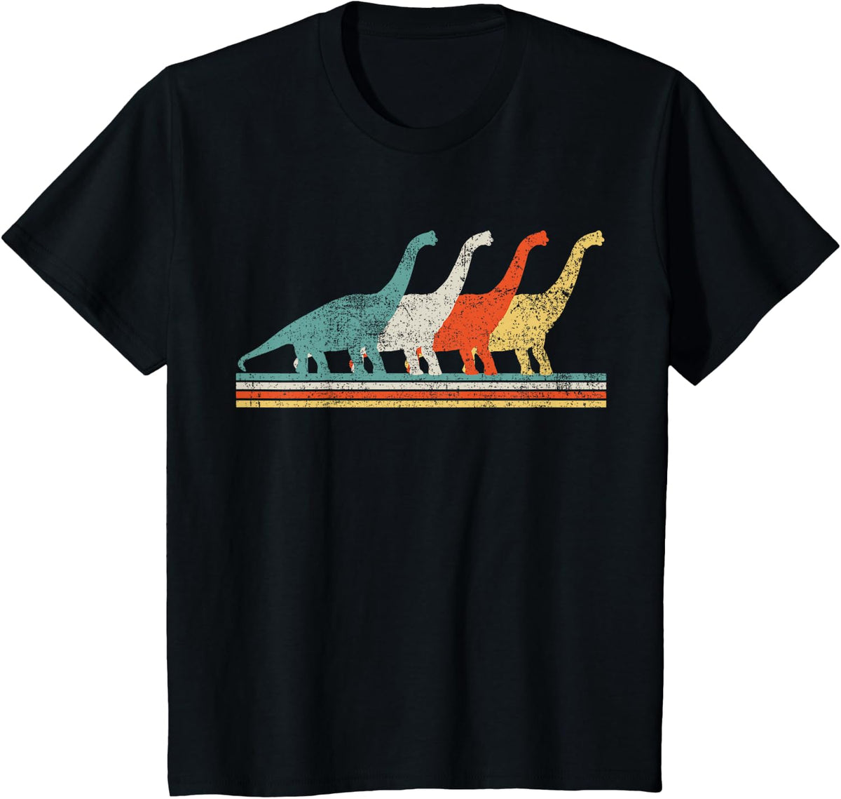 Brachiosaurus Dinosaur Retro Gift Tees Vintage T Shirts For Men Women Kids - Black