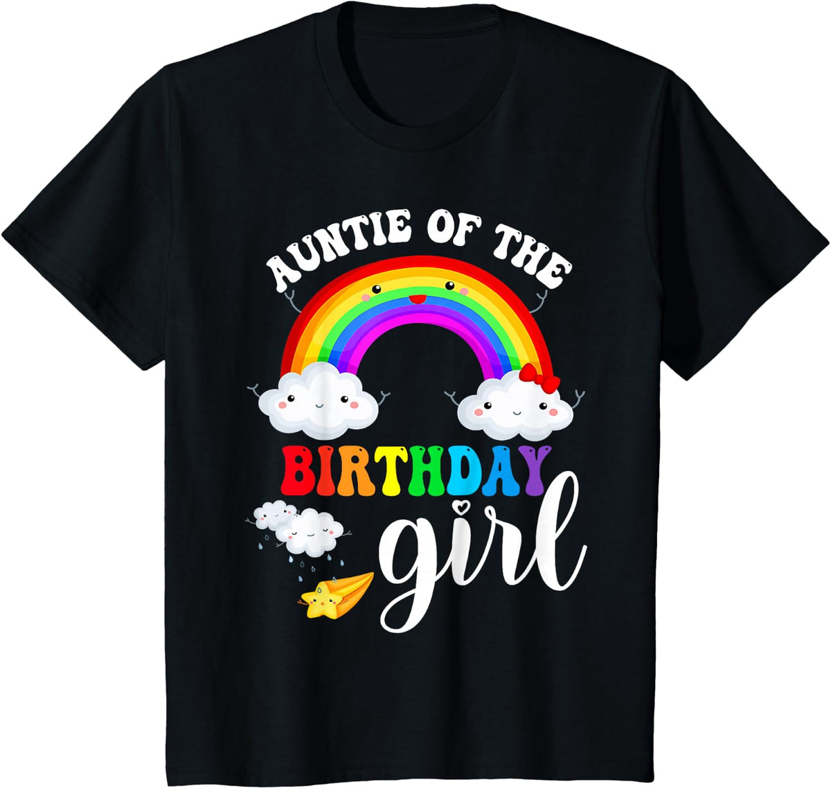 Aunt of The Birthday Girl Rainbow B-Day Matching Family T-Shirt - Black