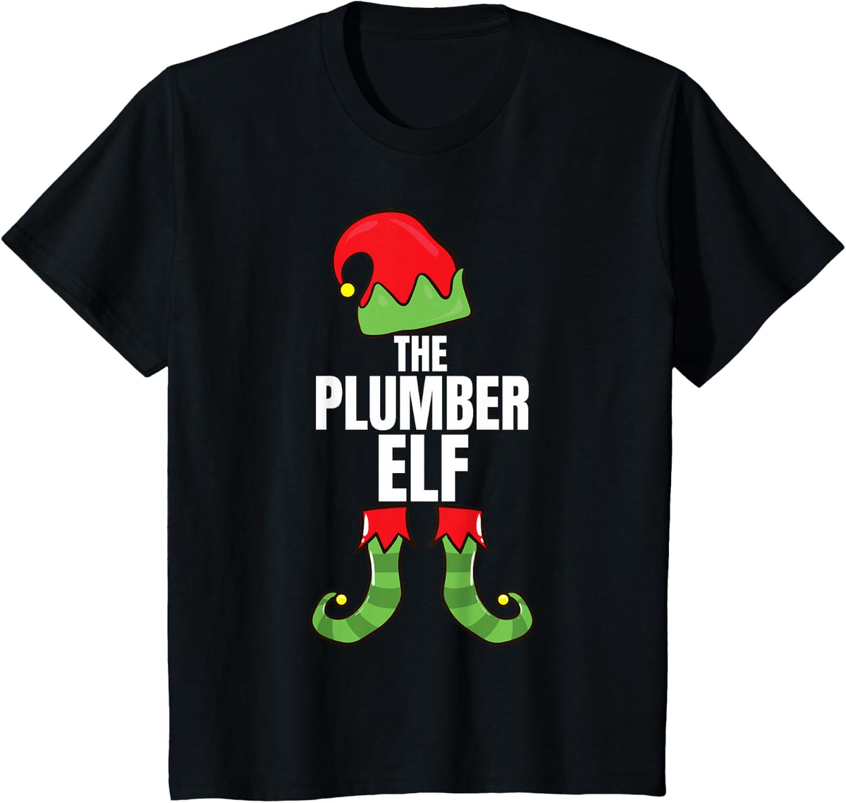 The Plumber Elf Matching Family Christmas Group Pajama T-Shirt - Black