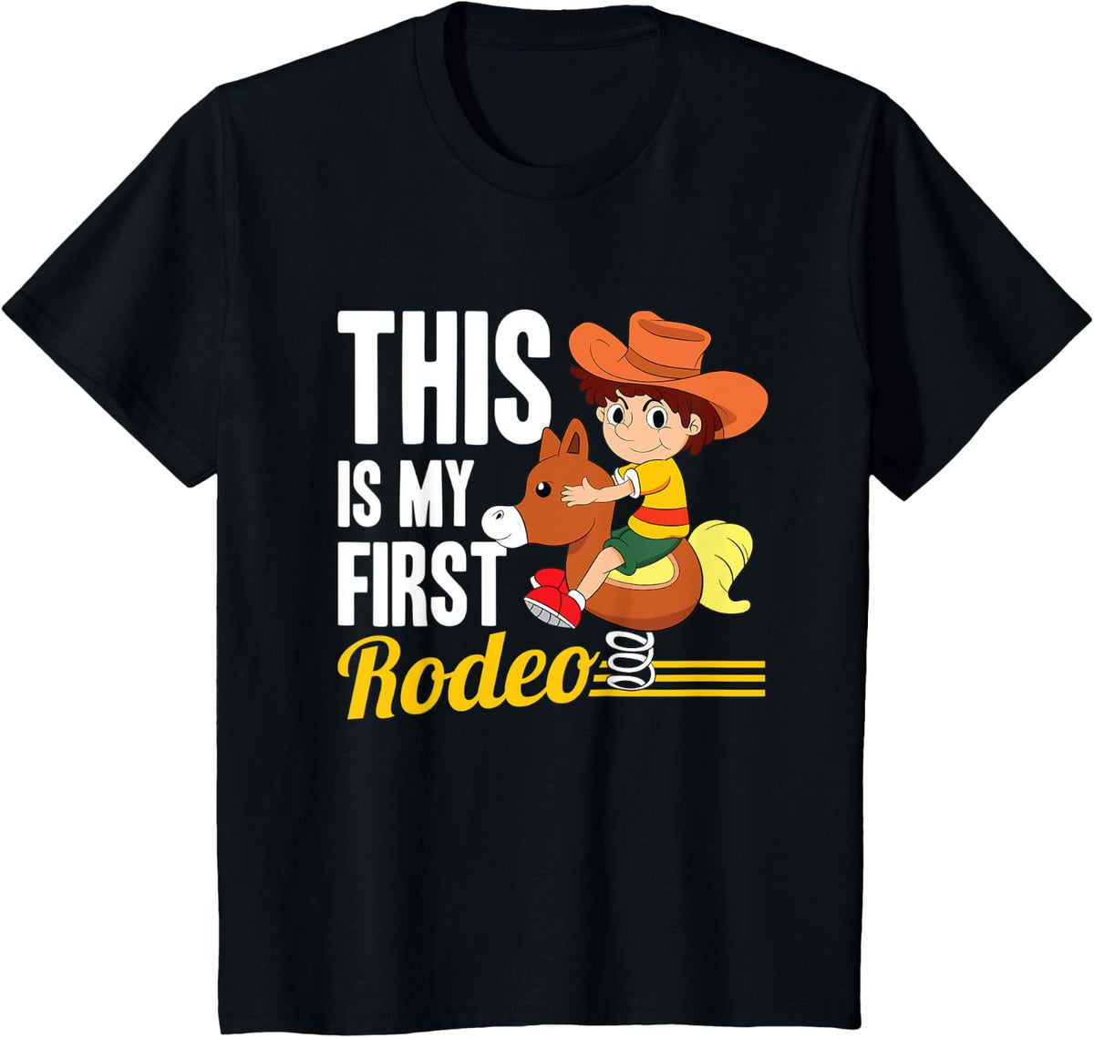 This Is My First Rodeo Kids Cowboy Rocking Horse Rodeo T-Shirt - Black