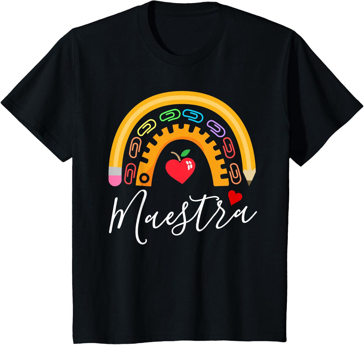 Maestra Cute Rainbow Regalos Para Maestra Bilingue Teacher T-Shirt - Black