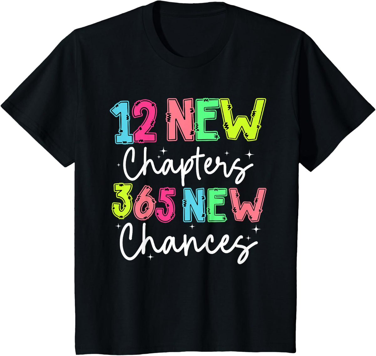 12 New Chapters 365 New Chances Teacher Librarian New Year T-Shirt - Black