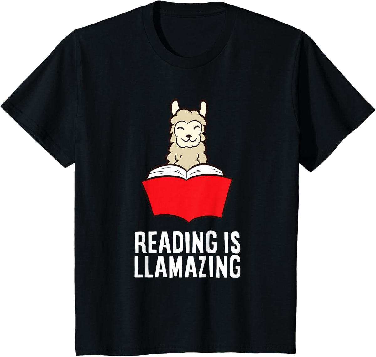 Funny Llama Lover Reading Is Llamazing Bookworm Llama T-Shirt - Black