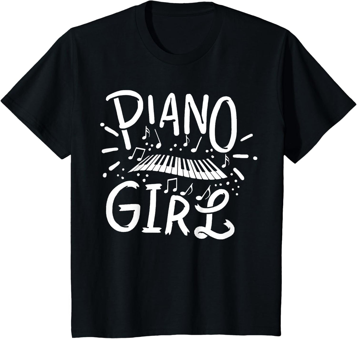 Piano Girl Pianist Musical Cute T-Shirt - Black