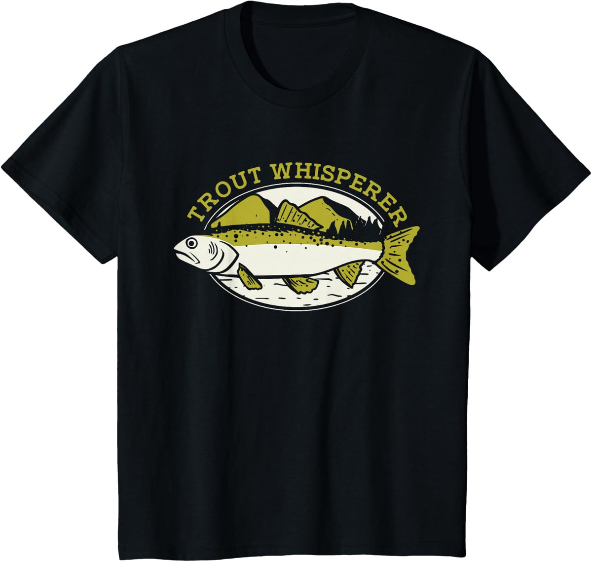 Trout Whisperer Boat Ice Fisherman Deep Sea Fly Fishing T-Shirt - Black