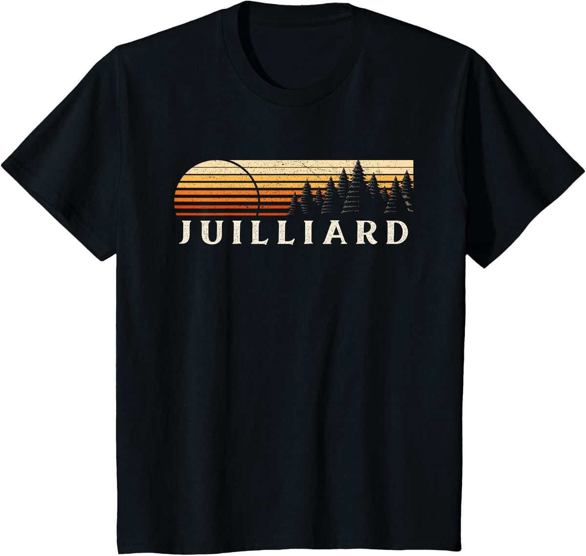 Juilliard, TX Vintage Evergreen Sunset Eighties Retro T-Shirt - Black
