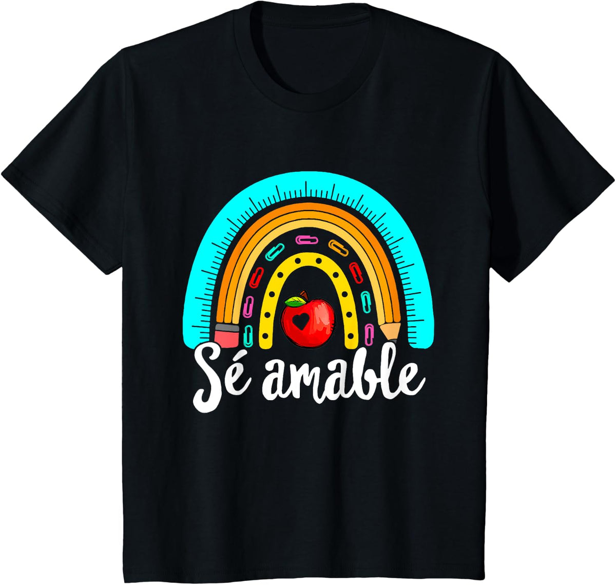 Sé amable Spanish Bilingual Teacher Be Kind Boho Rainbow T-Shirt for Men Women Kids - Black