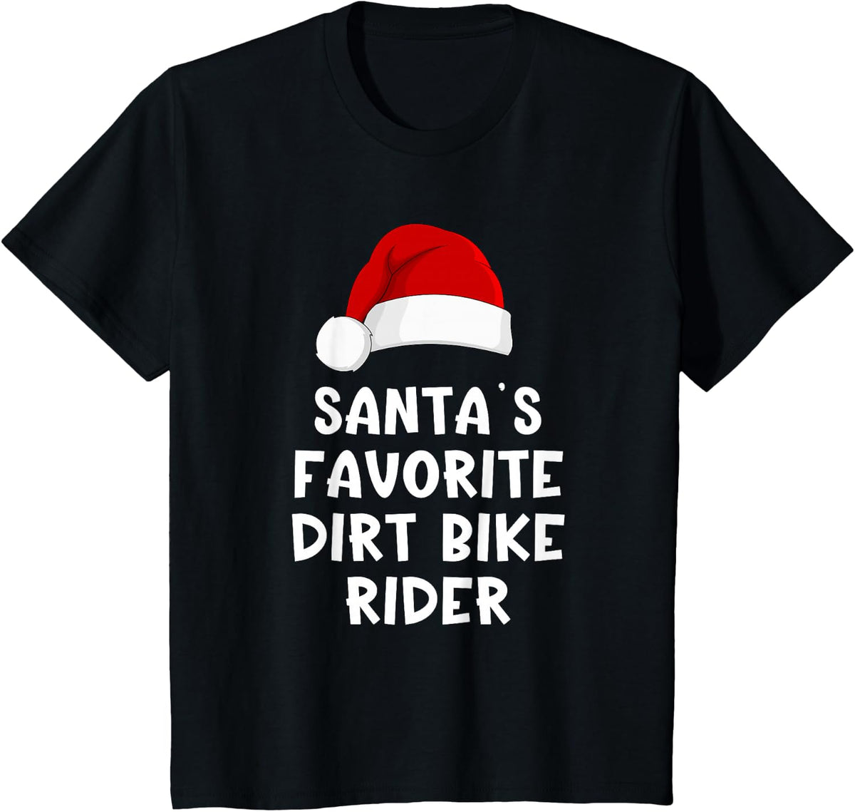Christmas Santa's Favorite Dirt Bike Rider Funny Xmas Pajama T-Shirt - Black