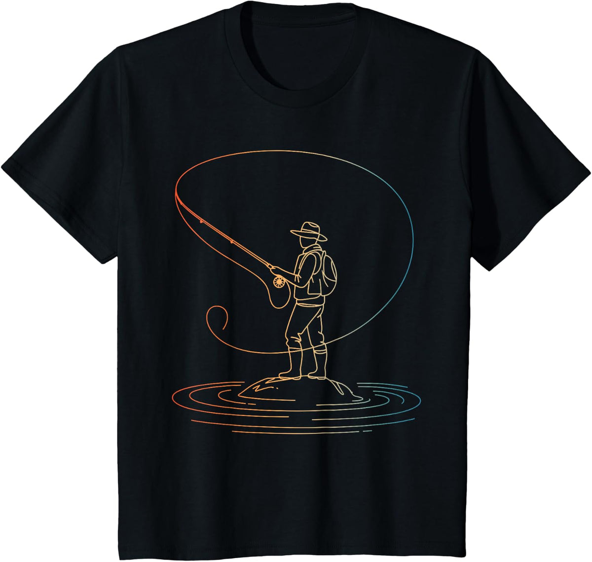 Fly Fishing Art for Men Women Trout Fisherman Fly Fishing T-Shirt - Black