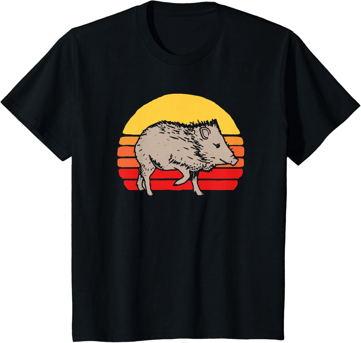 Javelina Vintage Retro 80s Sunset Cute Funny Arizona T-Shirt - Black