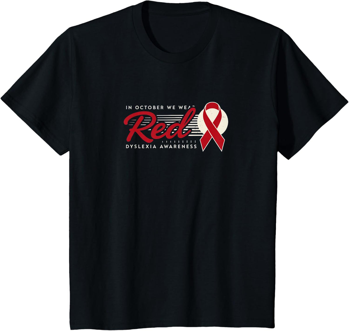 Red for Dyslexia Awareness Support T-Shirt - Black