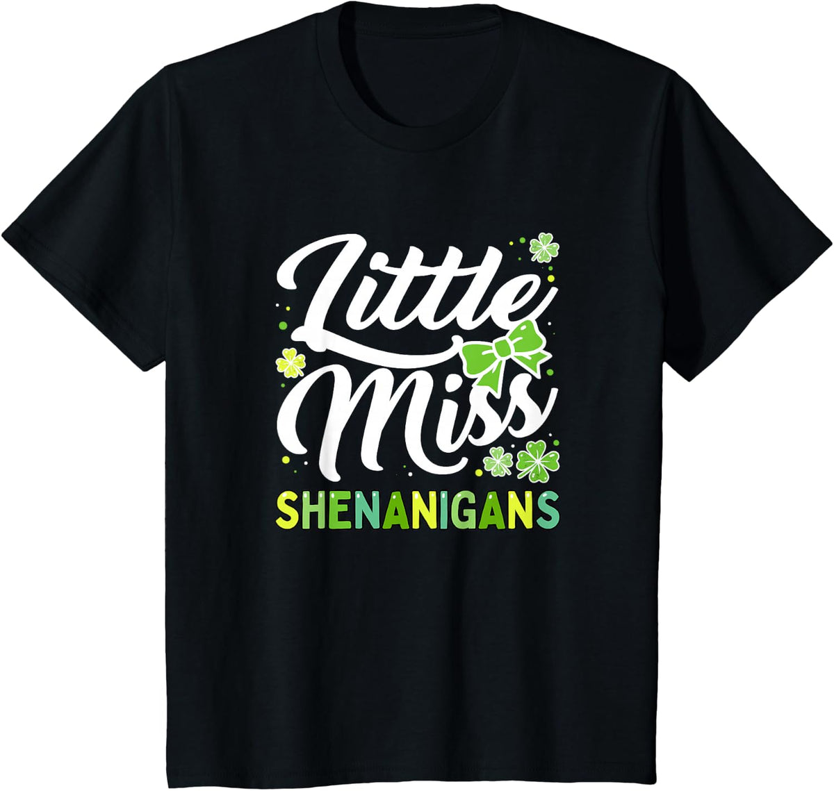 St Patrick's Day for Girls Little Miss Shenanigans T-Shirt - Black