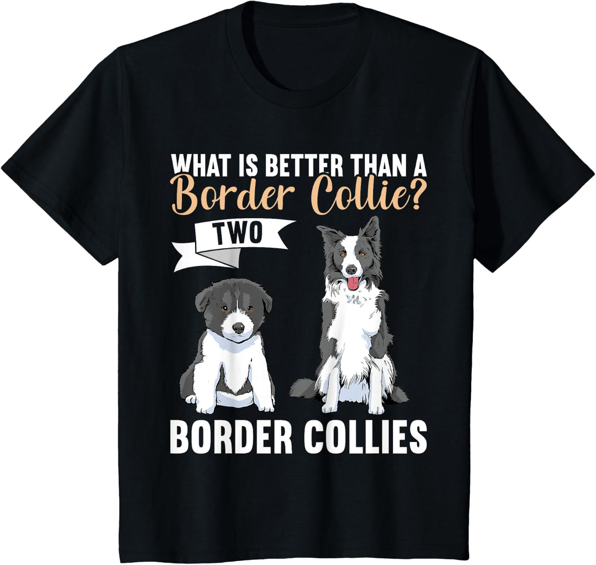 What Is Better Than A Border Collie Two Border Collies T-Shirt - Black